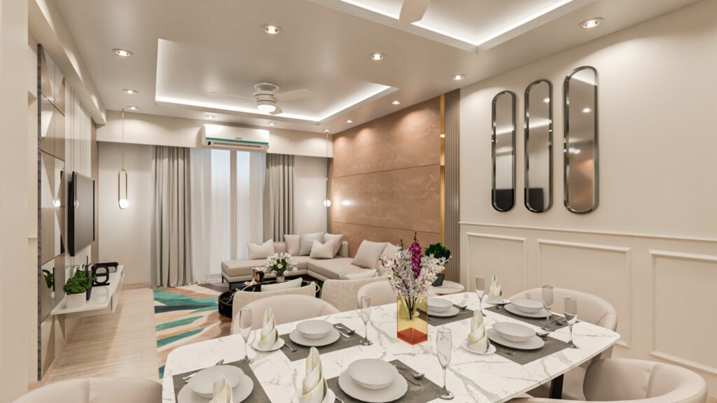 Living Cum Dining Area Design by Starfox Interior